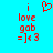 Red pixelated text and symbols on cyan background with a red heart icon above the text.