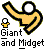 Pixelated static buddy icon featuring a yellow stick figure with black outline, small yellow bucket, and text "Giant and Midget" below.
