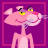 A 48x48 pixel animated buddy icon featuring the Pink Panther character in two distinct frames: a close-up portrait on purple background and a full-body pose with text on gray background.