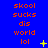 Blue background with orange text reading 'scool sucks dis world lol' repeated three times in vertical , yellow star and cross symbols scattered among the text