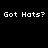 Black background with white pixelated text repeating 'Got Hats?' in four identical