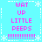 Pixelated cyan background with pink text reading "WAT UP LITTLE PEEPS" and dotted lines, framed by white snowflake and dashed border elements.