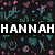 A split-screen digital image with a dark floral background on the left and colorful squares on the right, featuring bold white text "HANNAH ROX!!!!" across the center.
