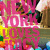 Pixelated image with prominent pink and white text reading 'YOR' over a colorful abstract background of yellow, green, blue, and brown shapes.