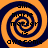 Four identical spiral patterns with orange and dark blue colors, each containing text reading 'allie marie mercer is awesome' in black pixelated font.
