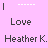 A static image shows a pink background with repeated text elements and partial borders, featuring 'Love' in dark gray and white variations above 'Heather K.' text.