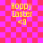 Yellow pixelated text "Hoppy Easter <8" on a pink and red checkered background with visible animation changes across frames.
