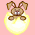 Pixelated bunny icon with brown ears and body, sitting on a yellow egg against pink background; text changes from 'Happy' to 'Happy Easter 2009'.