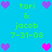 Pixelated blue background with green text and purple/pink heart icons arranged in a pattern