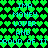 Pixelated green heart pattern background with cyan text repeating 'IMA MONEY LOVER AND PROUD OF IT' in two vertical