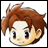 Pixelated anime-style character head with brown hair and large eyes on white background, next to black panel with pixelated text "Anime IM" and "com".