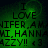 Green pixelated text displays 'I LOVE' followed by repeated names and '4ZZY!! <3' across four with varying brightness and text clarity