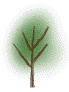 Three pixelated tree icons with brown trunks and green foliage, each enclosed in a white circular border against a gray background.