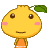 A cartoon character with a yellow rounded head, orange body, and green leaf on top displays nine distinct facial expressions in a