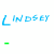 Animated sequence showing 'LINDSEY' text with green and blue star symbols changing across frames on a white background.