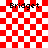 Red and white checkered background with four instances of the word "Bridget" in black pixelated text, two showing a overlay effect
