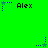 Green background with multiple 'Alex' text labels and blue/purple star-shaped icons in various positions.