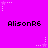 Pixelated text 'AlisonR6' repeated across a bright pink background with small white star patterns.