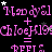 Animated pattern of pink text repeating 'Nancy', 'ChloeH19', and 'CFFI S.' with plus signs and stars on black background, showing subtle pixel shifts.