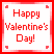 Animated icon with red border showing 'Happy Valentine's Day!' on white background and three lines of 'weee' text on pink background.