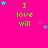 Bright pink background with green text "I love will" repeated in a , surrounded by blue and purple stars