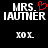 Static pixel art displays 'MRS. LAUTNER' text with red heart symbol and 'XOXO' below on black background.