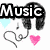 Animated icon with four quadrants showing 'Music' text, a blue guitar player, a heart symbol, and 'Life by Monik' text.