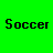 Green background with black 'Soccer' text and small white dot patterns above each word, showing animation frames where dots move downward sequentially.