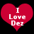 Two identical red heart-shaped icons with white text "I Love Dez" on black background, each displaying slight pixelation differences.