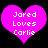 Two identical pink heart-shaped icons with white text reading 'Jared Loves Carlie' on a black background.