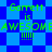 Green text on blue backgrounds reads 'Garrett is AWESOME !!!!!' in two distinct patterns with pixelated style.