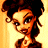 Pixelated cartoon character with curly hair and green text logo on dark background in a contact sheet layout