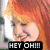 Four- shows a person with red hair in different poses and expressions, each containing black text reading "HEY OH!!!" on white background