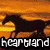 A split-screen pixel art image with a black horse silhouette on an orange sunset background and "hearty!" text over a blue-green swirl, both sections displaying static visual elements.