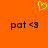A static orange background displays a yellow pixelated heart above two identical dark blue text strings reading 'pat <3' with no visible animation changes.