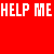 A 4x4 contact sheet of a pixelated animated icon featuring repeated text "HELP ME" and related phrases on a red background with gray transparency.