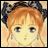 Pixelated anime-style character icon with orange hair and black cat ears on left, alongside pixelated text "Anime IM" and "COM" on right against black background.