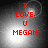 Red text "I LOVE U MEGAN" on a grayscale background with shifting light effects.