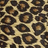 Leopard print pattern with irregular dark brown and black spots on a light tan background, rendered in pixelated style.
