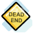 Pixelated yellow diamond-shaped sign with black border displaying "DEAD END" text, set against light blue background.