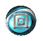 Six circular blue-and-silver icons arranged in two of three, each featuring a nested square symbol with varying internal details