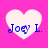 Four heart-shaped icons with blue text "Joey L." on a pink background, each displaying slight variations in pixelation and color saturation.