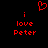 Red pixelated text and heart symbol on black background, with two identical side-by-side arrangements of 'i love Peter' below the heart.