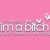 Pixelated text 'ima Bitch' on pink background with small white circular shapes on right side.