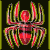Two pixelated spider-shaped icons with red and blue color variations on dark backgrounds, side-by-side.