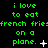 Green text on black background reads 'i love to eat french fries on a plane.' with white symbols changing across observations.