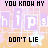 Pixelated text with repeating phrases 'YOU KNOW MY', 'DON'T LIE', and 'hip hop' in pastel colors on a pink-and-orange gradient background