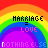 A repeating of rainbow-colored circular icons with text overlays, each icon displaying 'MARRIAGE' above 'LOVE' and 'NOTHING ELSE' below
