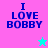 Four quadrants display 'I LOVE BOBBY' text with a star icon changing color between cyan and pink.