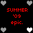 Black background with red text reading 'SUMMER '09 epic.' and alternating gray and white heart icons arranged in a pattern